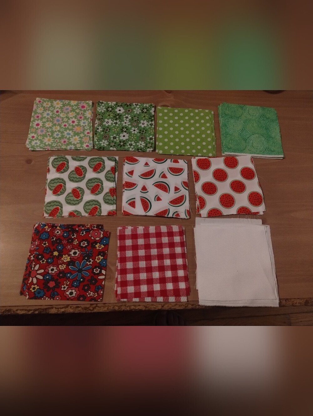 50 Pc 4x4 Fabric Squares Quilt Cotton Craft Fabric Bundle Watermelon Floral